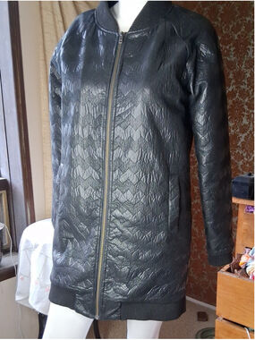 Anthropologie Numph Women's Black Quilted Bomber Jacket M